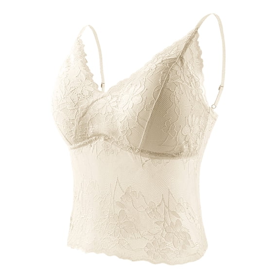 Fewfanhot Womens Tops Lace Bralette for Women Spaghetti Strap Tank Top V Neck Slim Basic Camisoles