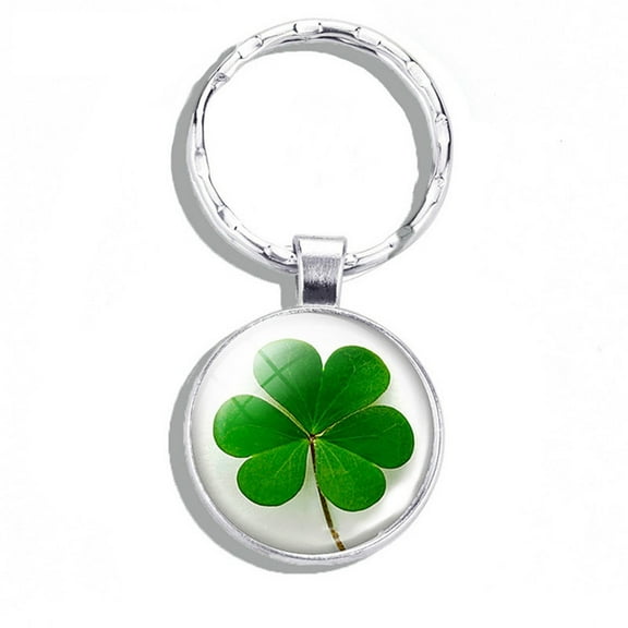 YIEMEEN Lucky Four Leaf Clovers Keychain Crystal Glass Cloverleaf Key Ring Jewelry Gift