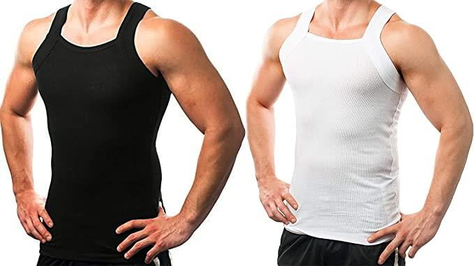 miqiqism 2019 Mens G-Unit Style Tank Tops Square Cut Sleeveless Muscle Shirts Cotton Ribbed Stringer Vest Athletic Shirt 