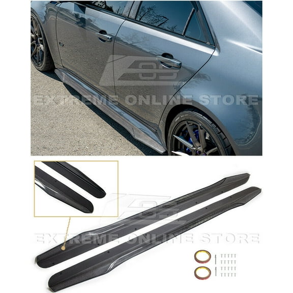 Replacement For 2009-2015 Cadillac CTS-V Models | Carbon Package Style CARBON FIBER Side Skirts Rocker Panel Extension Pair