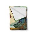 thumbnail image 2 of Colorful Soft Flannel Fleece Throw Blanket, Adventurous Kid Standing Above the Trunk at the River Outdoor Activity Cartoon, Cozy Plush for Indoor and Outdoor Use, 70" x 90", Multicolor, by Ambesonne, 2 of 5