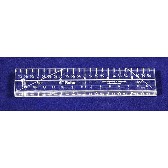6" Ruler - 3/8" thick. Quilting/Sewing Clear Acrylic - Quilting/sewing