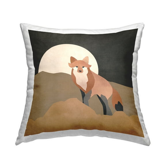 Stupell Industries Fox & Full Moon Decorative Printed Throw Pillow, 18 x 18
