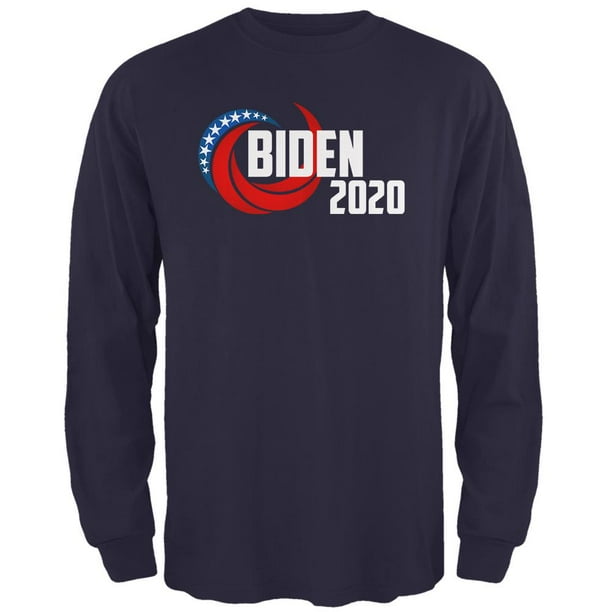 Old Glory Presidential Election 2020 Joe Biden Swoosh Mens Long Sleeve T Shirt Navy 2XL
