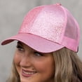 thumbnail image 2 of CC Glitter Women's Ponytail Baseball Cap Hats, 2 of 3