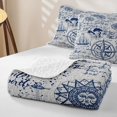 thumbnail image 4 of Erosebridal Vintage Nautical Print Quilt Full,Compass Ship Sketches Full Bedspread Sets For Boys,3-Piece, 4 of 7