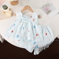 thumbnail image 2 of newwalpole Baby Toddler Girl 2 Piece Clothes 6 12 18 24 Months 2T 3T 4T Solid Color Eyelet Sleeveless Square Neck Tops and Shorts Outfits Set Sky Blue for Size 7-8 Years, 2 of 4