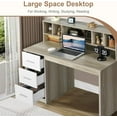 thumbnail image 4 of DreamCurship 47 in White Computer Desk, Home Office Desk with Hutch Shelf, Wood Study Writhing Desk with 3 Drawers for Home Office, Oak White, 4 of 7