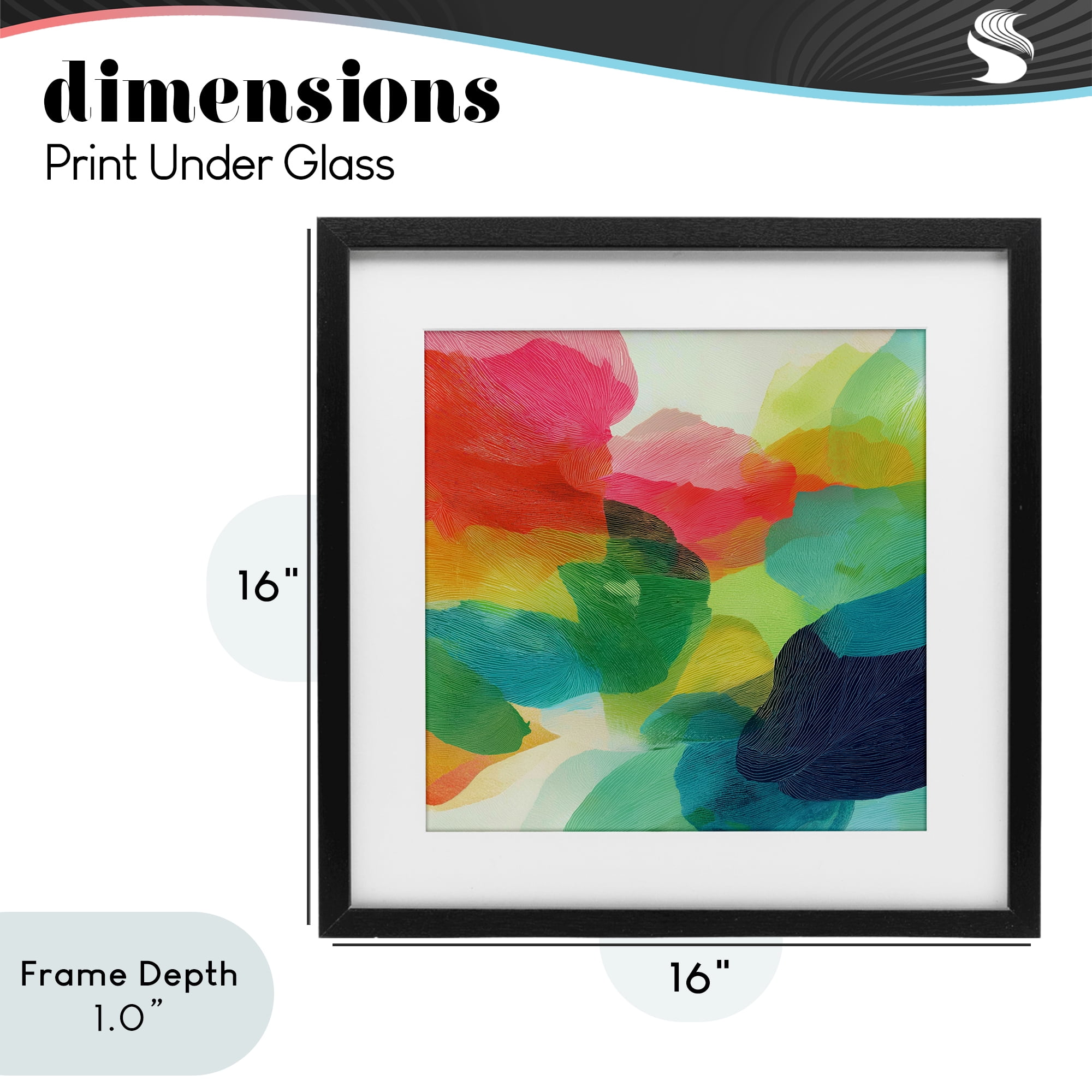 Stupell Industries Vivid Flowing Color Field Black Framed Print Under Glass, design by Chromatic Storm Studio