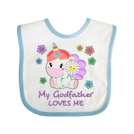 

Inktastic My Godfather Loves Me- Cute Unicorn Gift Baby Boy or Baby Girl Bib