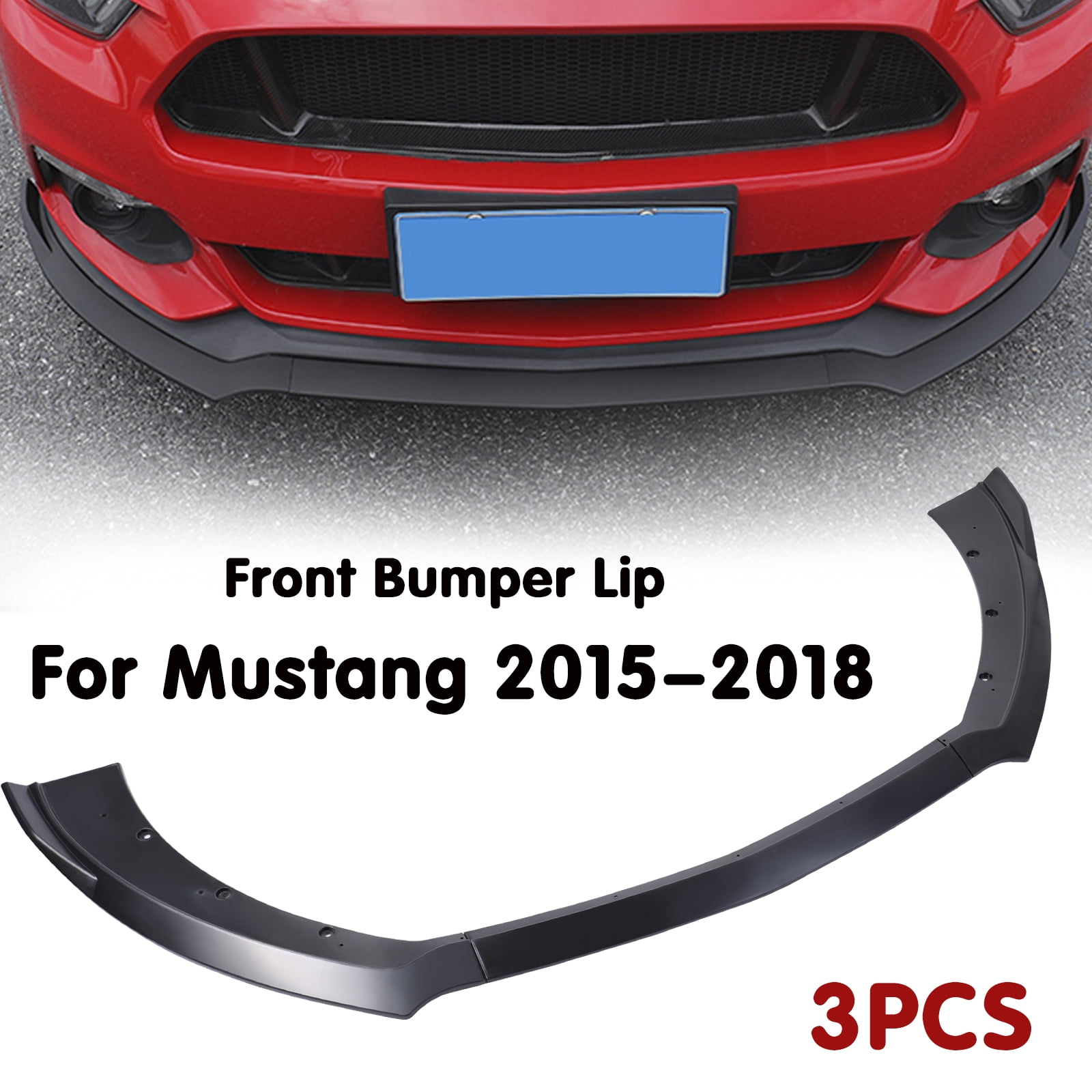 For Ford Mustang 2015-2017 Front Bumper Splitters Spoiler Lip Carbon Look 3PCS