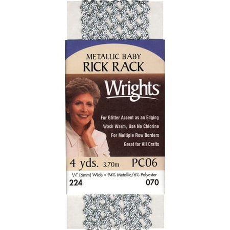 UPC: 0070659133978 | Wrights Baby Metallic Rickrack .25 X4yd-Silver