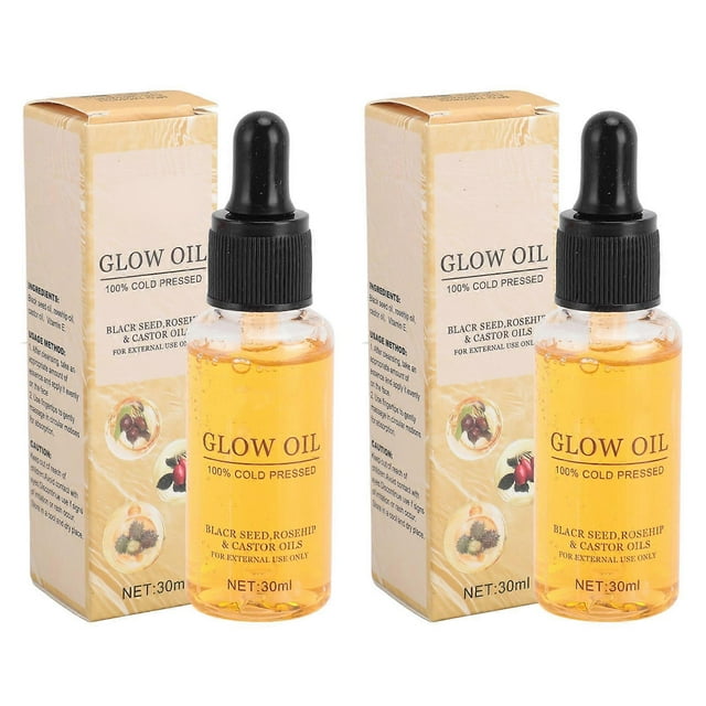 Lot de 2 huiles éclatantes pressées à froid, hydratantes, estompant les ridules, vitamine E, huile de nigelle biologique, 30 ml