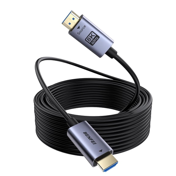BENFEI 8K HDMI 2.1 Fiber Optic Cable 100 Feet - 8K@60Hz, 4K@240Hz, 48Gbps High Speed, In-Wall CL3 Rated, with eARC/Dynamic HDR/HDCP 2.3 - for PS5, Xbox, PC GPU, TV, Projector & Home Theater Systems