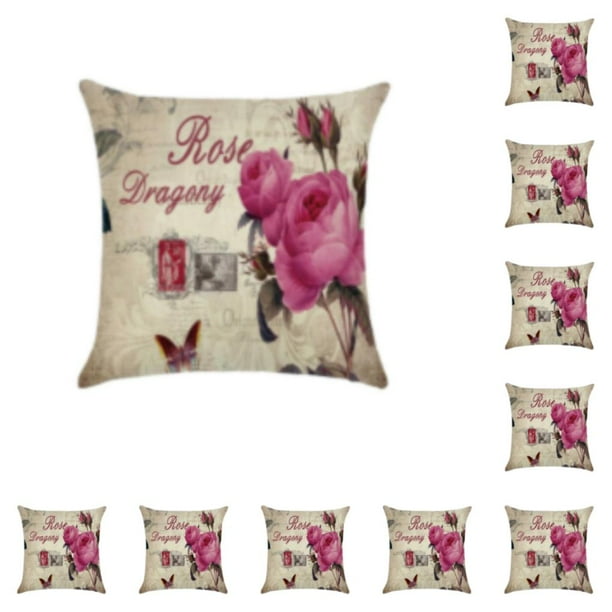 Matsuzay Funda de almohada de poliéster fácil de limpiar con flores, funda de cojín decorativa y duradera, y duradera kztym001-1 kztym001-1 10Conjunto