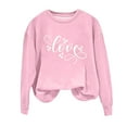 thumbnail image 2 of pimelu Sweatshirt for Women Oversized Sweatshirt for Women Valentine's Day Fashion Love Letter Print Heart Graphics Pullover Sweater Spring Ladies Long Sleeve Crewneck Blouses Tops, 2 of 6