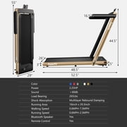 Costway Up To 7.5MPH 2.25HP 2 in 1 Single Display Screen Treadmill W/ Speaker Remote Control APP Yellow