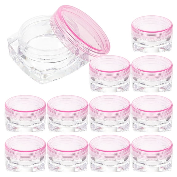 WeiWei Travel Makeup Case 12Pcs Clear Plastic Jars Cosmetic Storage Container