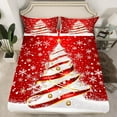 thumbnail image 2 of Manfei Red Xmas Tree Twin Sheet Sets for Teen, Winter Snowflake Twin Fitted Sheet, Merry Christmas Flat Sheet, Breathable Home Decor, 3pcs, 2 of 7