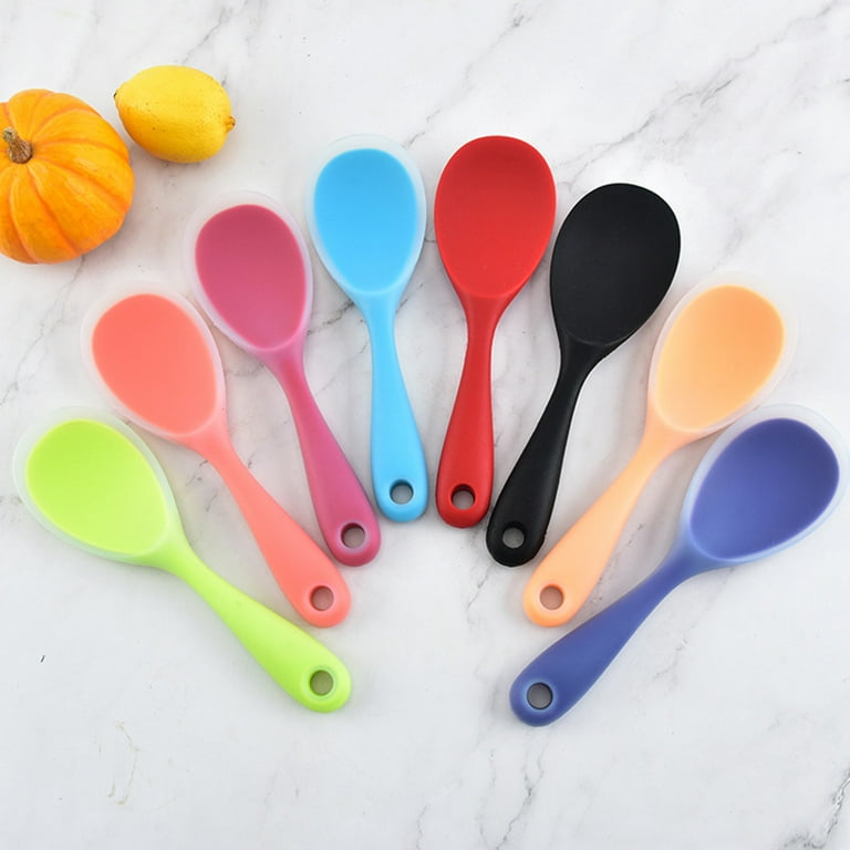 Taihexin 4 Pcs Silicone Mixing Spoon, Heat Resistant Basting Spoon, Hygienic Design Utensil Spoon Non-Stick Serving Spoon for Cooking, Mixing, Baking