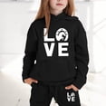 thumbnail image 2 of Huowey Little Girls Clothes Fall Outfits Long Sleeve Hoodie Sweatshirt+Pants 2 PC Set Elastic Waist Loose Fit Letter Graphic Winter School Outdoor Casual Everyday Wear Lovely Outfit,Black,2-3 Years, 2 of 4