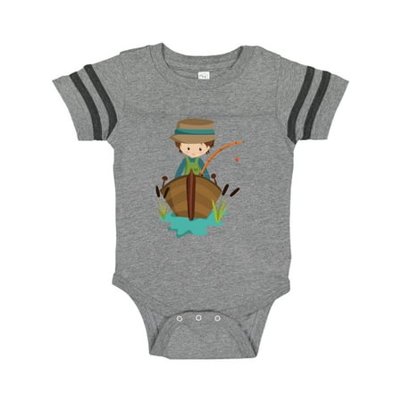 

Inktastic Fishing Boy Brown Hair Fisherman Fishing Rod Gift Baby Boy Bodysuit
