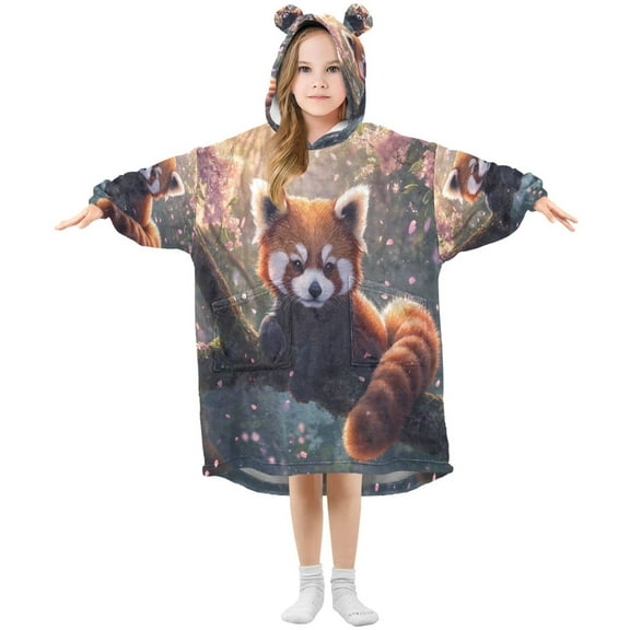 BZSMCE Wearable Blanket Hoodie Fashion Charming Red Panda Home Wear