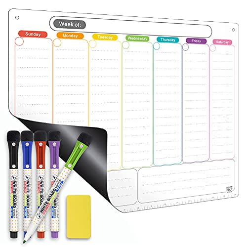 Magnetic Meal Planner and Dry Wipe Pens Weekly Calendar Whiteboard for Fridge 