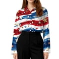 thumbnail image 3 of Iaqnaocc 4th Of July Shirts for Women Button Down Collared Independence Day American Flag Stars Striped Festival Long Sleeve Blouses America 250 Shirt Summer Outfits White S, 3 of 4