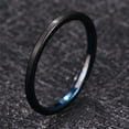 thumbnail image 2 of 2mm Black Blue Stacking Ring Men's Women's Brushed Tungsten Wedding Band Size 5-10, 2 of 5