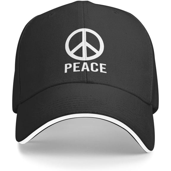 Peace Symbol Baseball Cap Adjustable Fashion Casquette Casual Duck Tongue Hat for Men Women19 Black