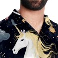 thumbnail image 5 of Starry Unicorn Men's Short Sleeve Spread Collar Hawaiian Shirts, Casual Printed Button Down Summer Beach Tops, Unisex Men's Shirts, 5 of 6