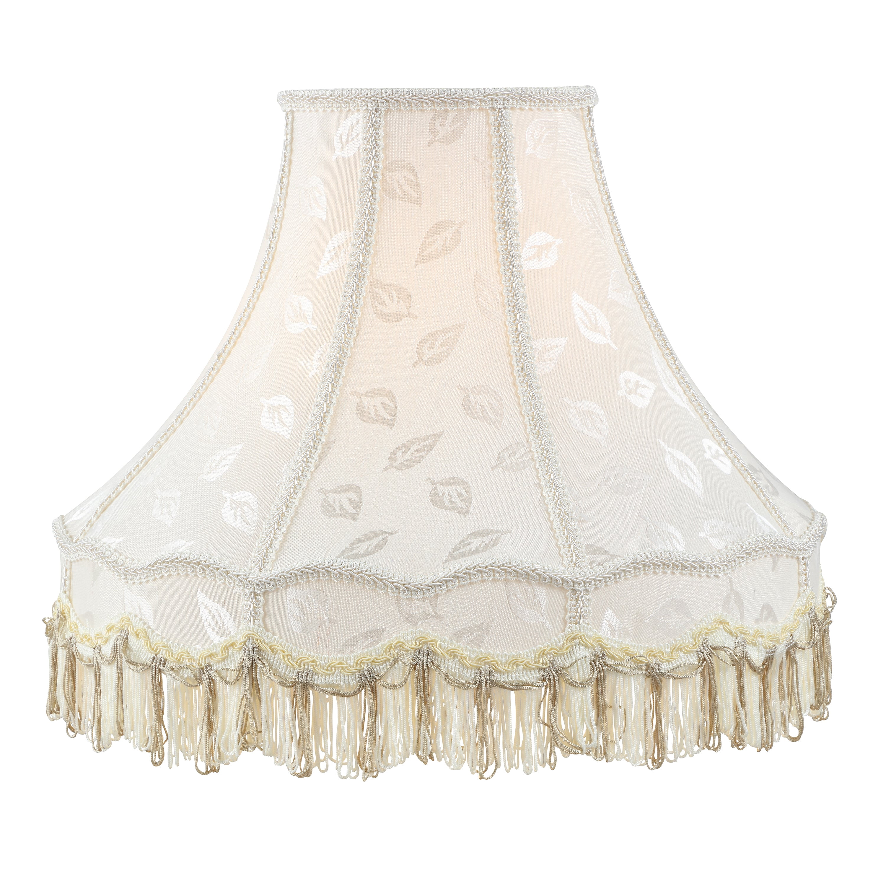 Aspen Creative 30627, Hand sewn Scallop Spider with Trim Lamp Shade, Off-White, 7" T x 17" B x 13" H