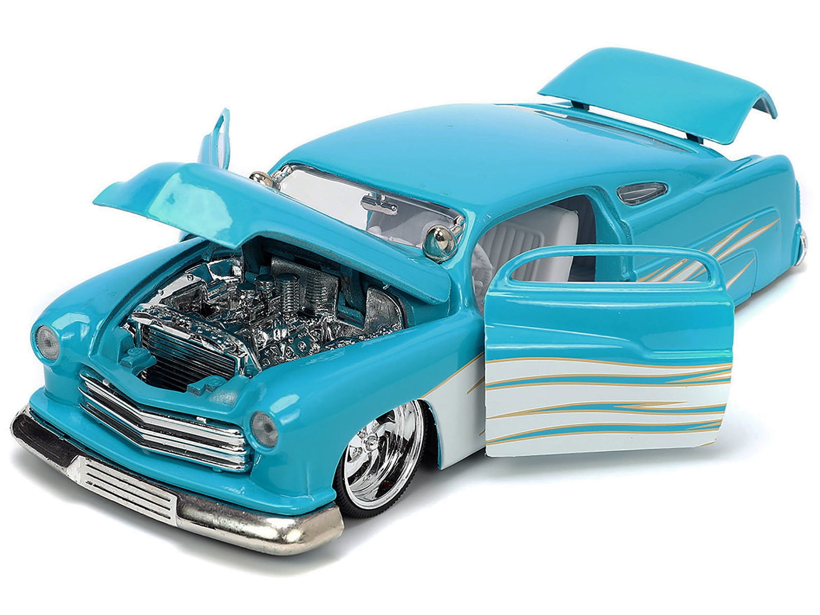 Jada 1951 Mercury Coupe Light Blue with White Flame Graphics