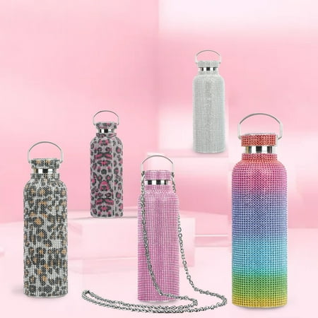 

Hadanceo 350ml/500ml/750ml Insulated Bottle Rhinestone Inlaid Thermal Insulation Stainless Steel Kids Insulated Water Cup for Travel