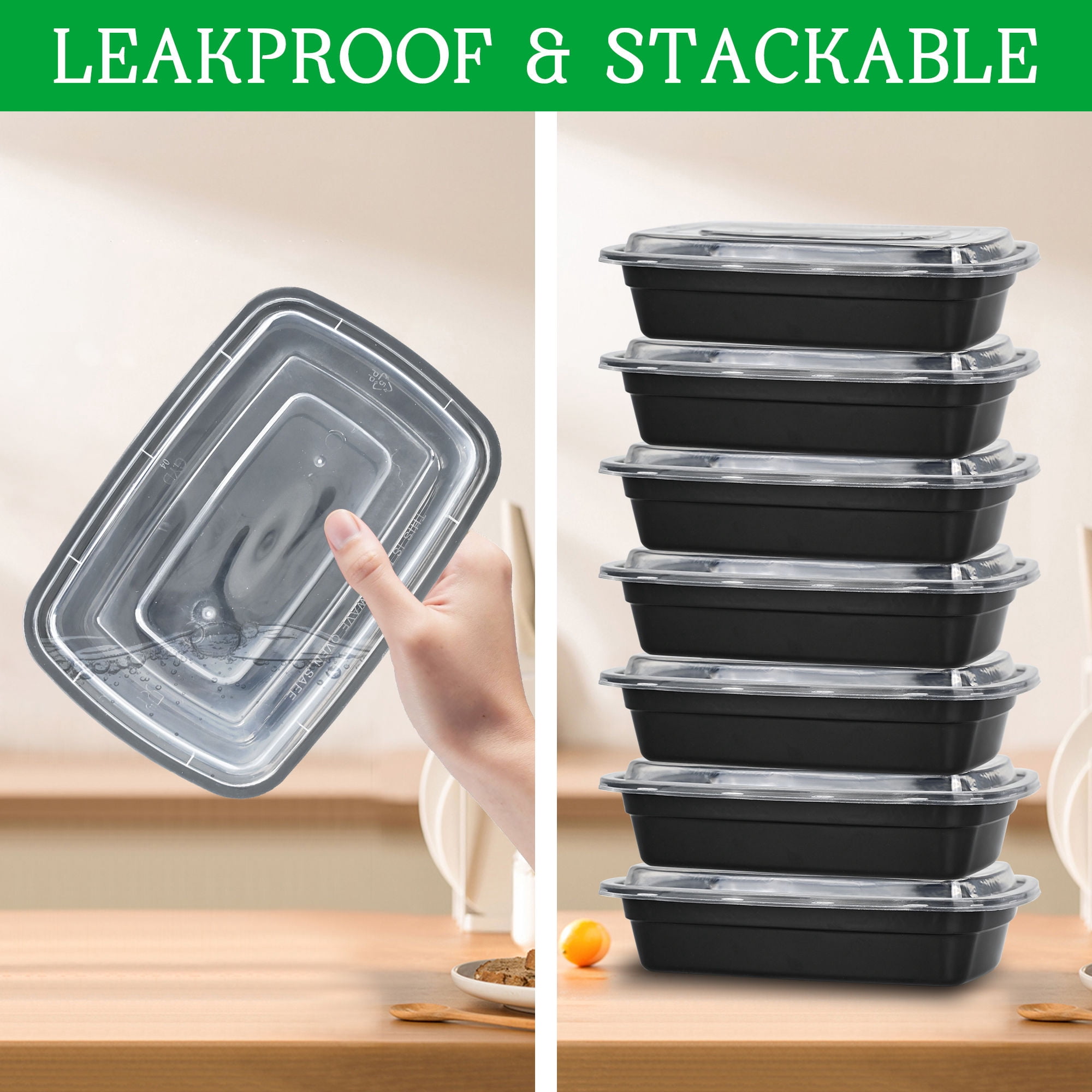 Soulgenix 50 Pack Meal Prep Containers, Food Storage Containers with Lids, BPA-Free, Reusable & Microwave Safe, Stackable Plastic Lunch Boxes for Portion Control, Meal Prepping