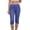 Blue, variant on Womens Yoga Pants Summer wide waistband ankle length cotton linen deep pockets flexible for fitness training Brown XXL