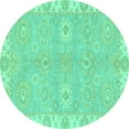 thumbnail image 1 of Ahgly Company Indoor Round Oriental Turquoise Blue Traditional Area Rugs, 8' Round, 1 of 4