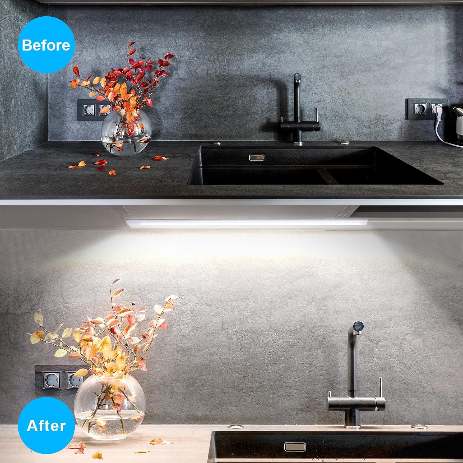 6 hard light strips equipped with plugs 12 Inch ultra-thin undercabinet lights: multi-scene dimming lighting magic, lighting up the kitchen and office life