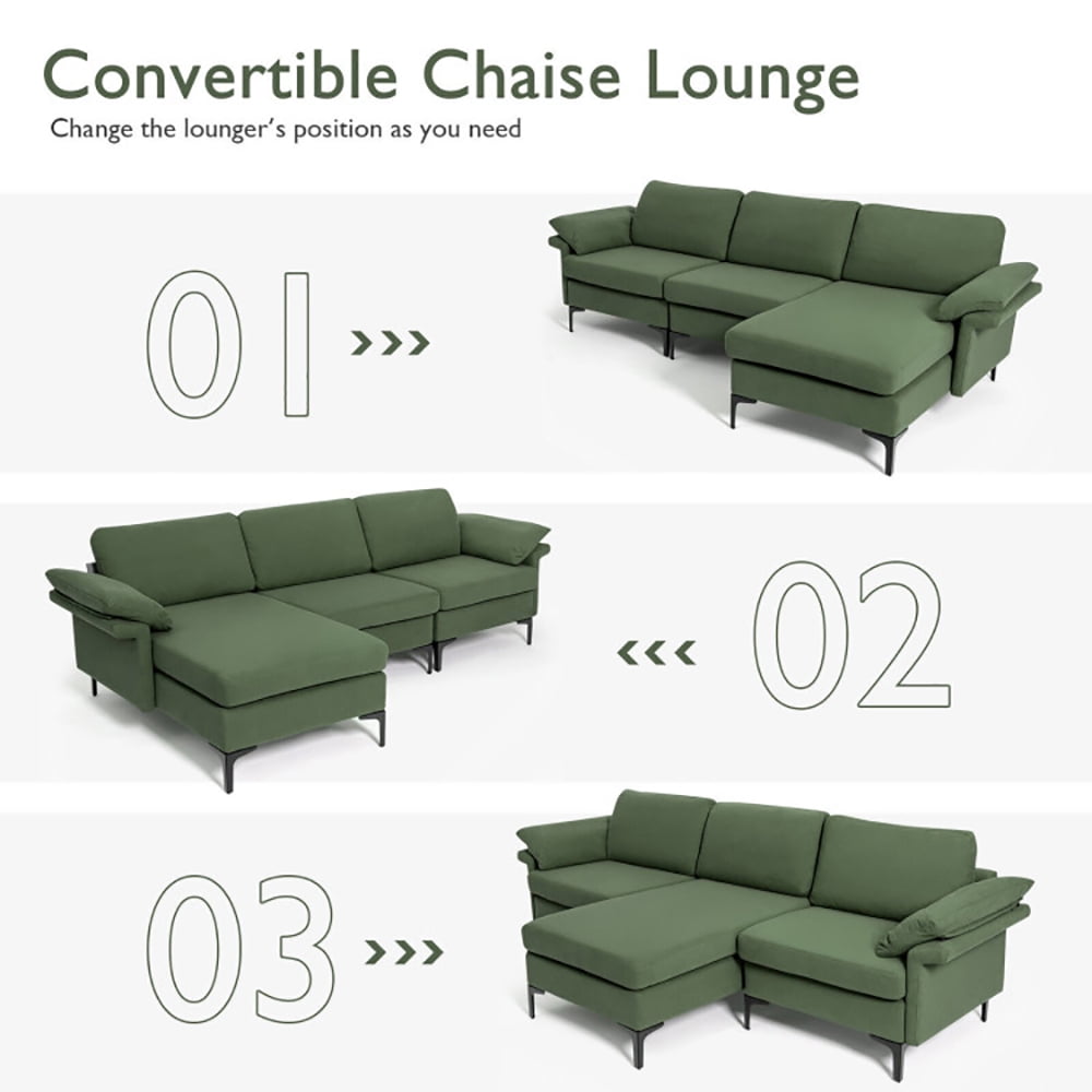 Finihen L-shaped Sectional Sofa Couch, Convertible Sectional Sofa, Extra Large Modular L-shaped Sectional Sofa with Reversible Chaise for 4-5 People, for Living Room, Army Green Finihen L-shaped Sectional Sofa Couch, Convertible Sectional Sofa, Extra Large Modular L-shaped Sectional Sofa with Reversible Chaise for 4-5 People, for Living Room, Army Green