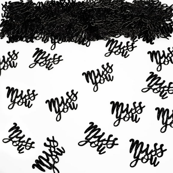 Miss You Glitter Confetti for We will Miss You Retirement Party Table, Goodbye Going Away Party Decorations Farewell Confetti Decorations Office Work Party Supplies 100 Pieces Black