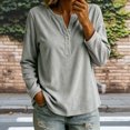 thumbnail image 5 of Levmjia Women's Solid Color V Neck Sweater Long Sleeve Button Detail Loose Fit Casual Knit Pullover Top for Fall Winter, 5 of 8