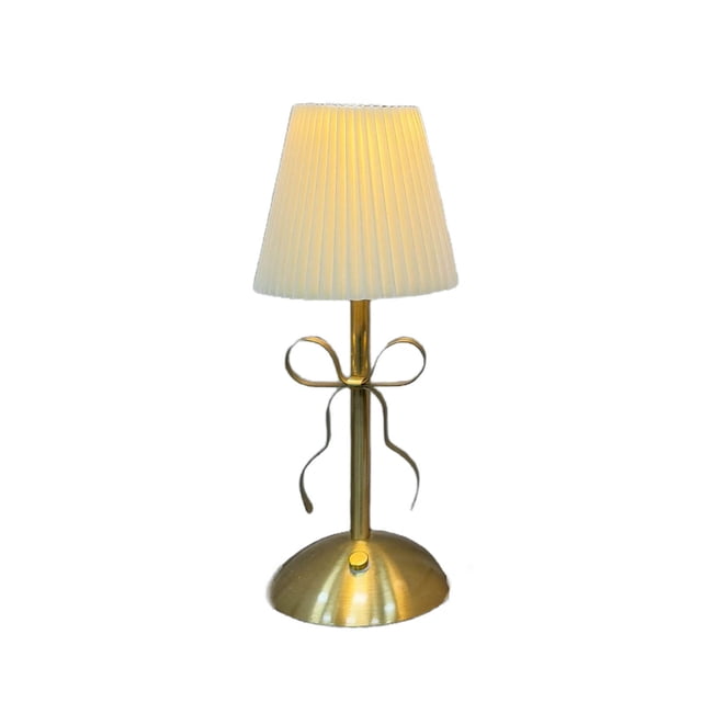 Khaki Usb Bow Decorative Table Lamp With Rechargeable Battery For Bedroom Dining Room Ambient Lighting Metal Base Three Color Options Easy To Use Includes 1 Piece Weight 0.88 Pounds
