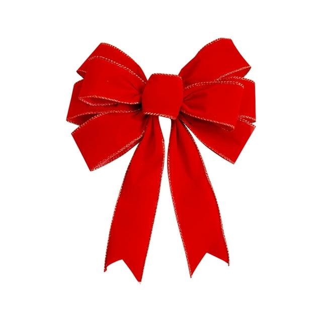 A Christmas Decoration Bow For Tree Wreath Outdoor Door Decor Plush Bow Party Atmosphere Prop Reusable Festive Ribbon Ornament 16 Inches Wide 0.09 Pounds