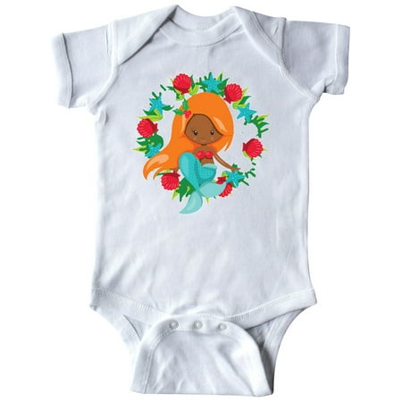 

Inktastic Christmas Mermaid with Orange Hair and Floral Wreath Gift Baby Boy or Baby Girl Bodysuit