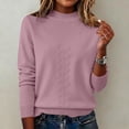 thumbnail image 2 of ManxiVoo Elegant Stand Collar Knit Sweater For Women Semi High Neck Lightweight Pullover Long Sleeve Soft Layering Staple XXXL Size Light Pink, 2 of 7