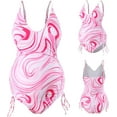 thumbnail image 2 of QWQJ Maternity Swimsuit V-Neck Pieces Swimsuit Ruffled Monokini Backless Suspender Bathing Suit, 2 of 8
