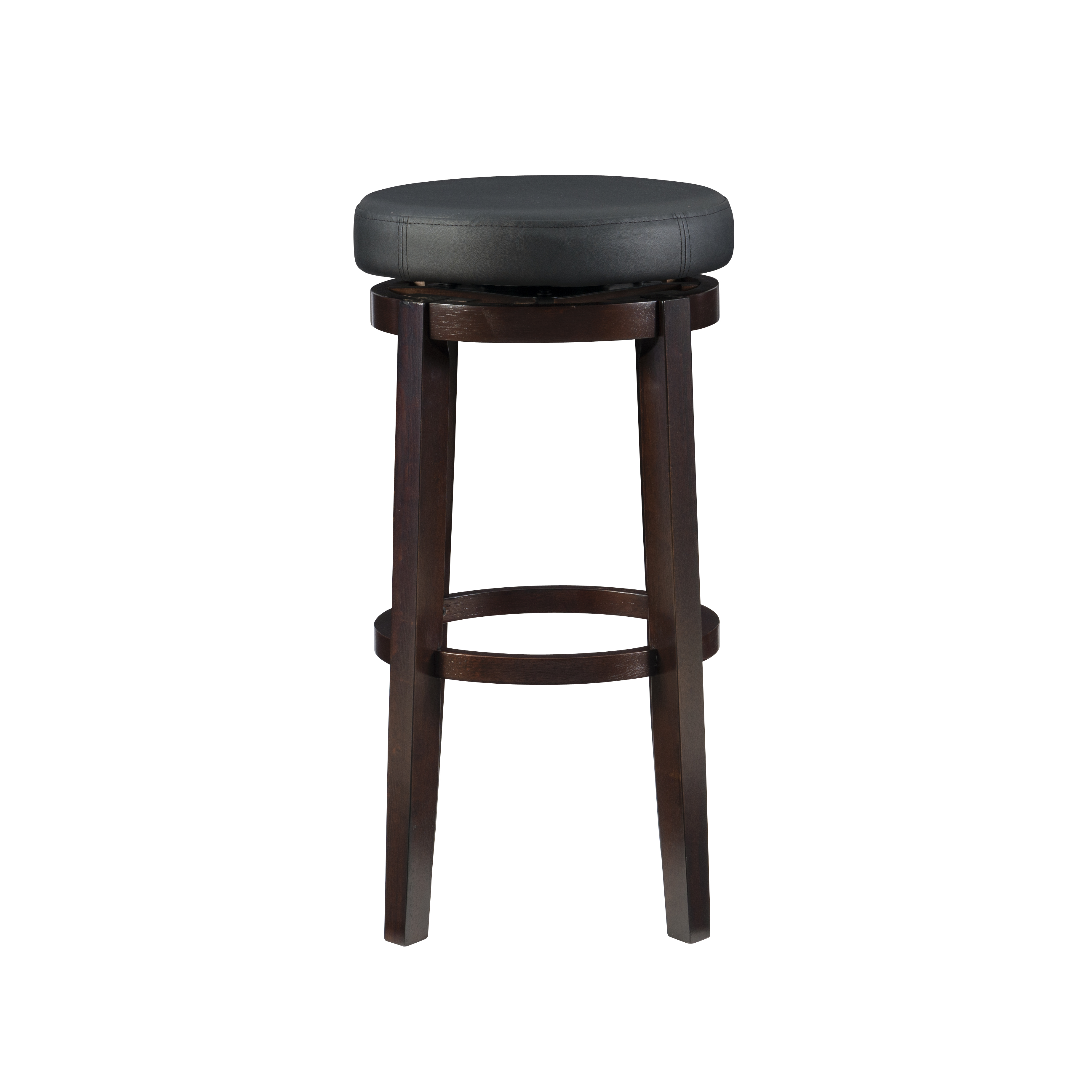Linon Arlene 31" Indoor Backless Swivel Bar Stool, Brown/Black Faux Leather
