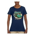 thumbnail image 2 of 1946 Vintage Ford Woody Chasing Waves Cars and Trucks Womens Graphic T-Shirt, Navy, X-Large, 2 of 3