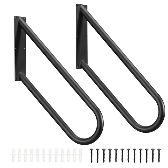 Unique Bargains 12pcs U Shaped Stair Handrails for Outdoor Steps, Wall Mount Handrail 14 Steps, Hand Railings for Garage Black